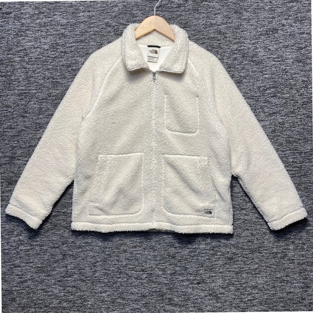 The North Face Women M White Sherpa Fleece Jacket Full Zip Utility NF0A5AA9